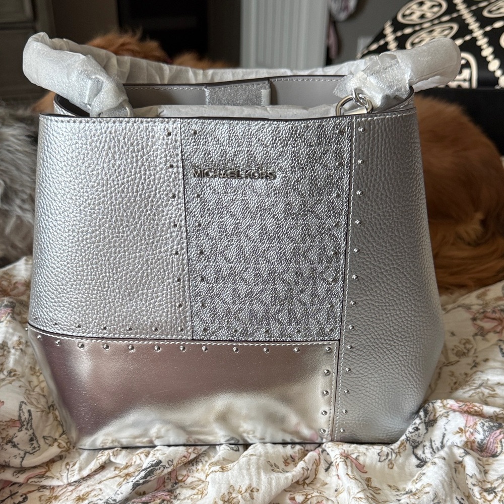 Michael Kors Metallic Silver Shoulder Bag new with tags